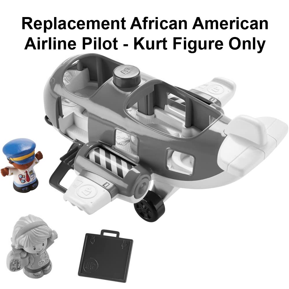 Fisher-Price Replacement Part Little People Travel Together Airplane Playset DJB53 - Replacement African American Airline Pilot Kurt Figure