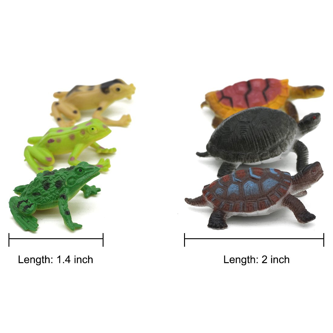 Kvvdi 12 Pcs Small Colorful Plastic Poison Dart Frogs Toy + 8 Pcs Turtles Rainforest Animals