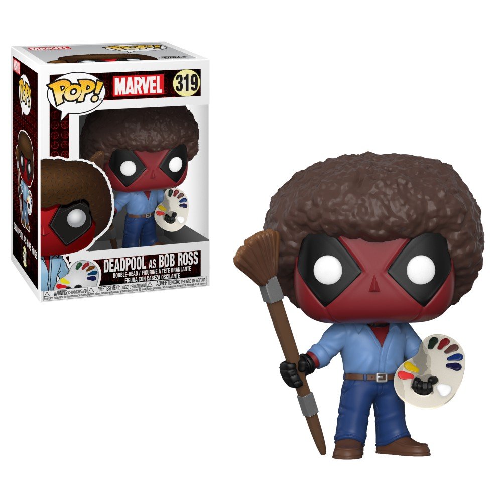 Funko Deadpool Bob Ross Playtime 70s with Afro POP! Bobble Figure - Deadpool + Bob Ross - Collectible Vinyl Figure - Gift Idea - Official Merchandise