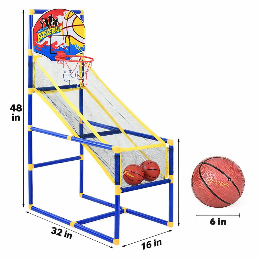 Liberty Imports Kids Arcade Basketball Game Set with Automatic Ball Return, Indoor Mini Basketball Hoop Shooting Game, Includes 2 Inflatable Balls