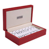 Silverman & Co. Double 6 Large White Domino Set - Red Case