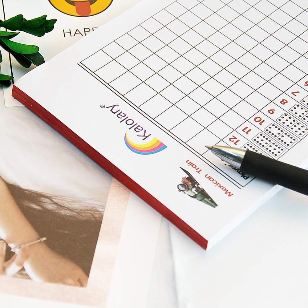 Kalolary Mexican Train Dominoes Scorepad, Domino Score Pads with Tile Images - 200Sheets