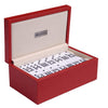 Silverman & Co. Double 9 Large White Domino Set - Red Case