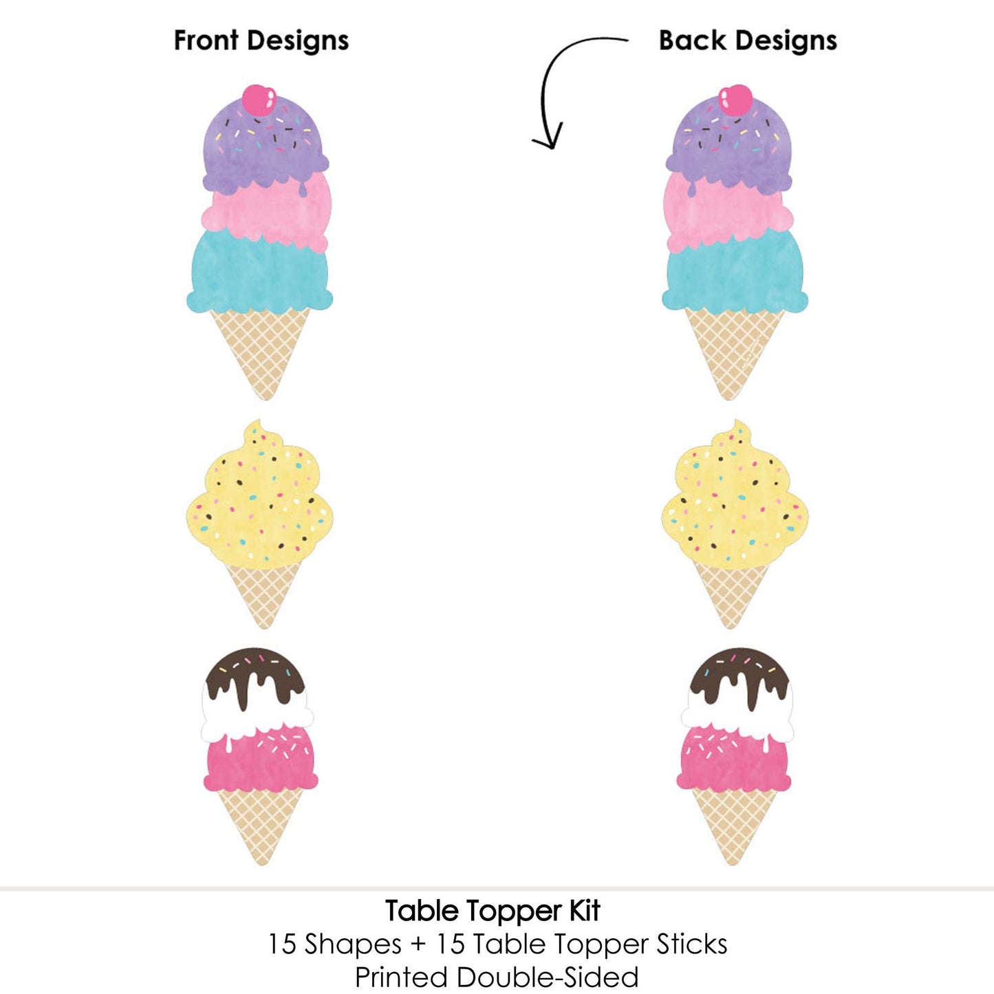 Big Dot of Happiness Scoop Up the Fun - Ice Cream - Sprinkles Party Centerpiece Sticks - Table Toppers - Set of 15