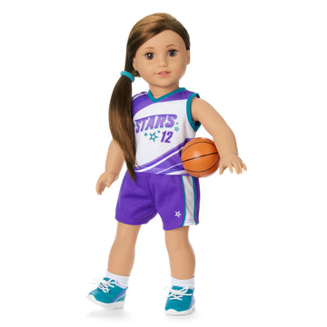 American Girl, Truly Me, Star Player Basketball Outfit, Doll Clothes, for 18-inch Dolls, 6pcs, Ages 6+