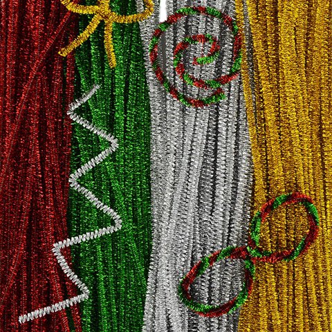 Crafter's Square Christmas Color Tinsel Stems, Pack of 4, Red, Green, Silver and Gold (180 Stems)
