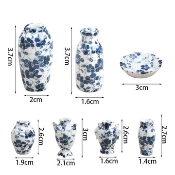 7Pcs 1/12 Miniature Vases Dollhouse Decoration Accessories, DIY Micro Landscaping Decor