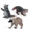 Rich Boxer 3 PCS Realistic Mini Raccoon Figurine Wild Animal Figures for Party Diorama Supplies Cake Toppers Science Collection Desktop Decoration