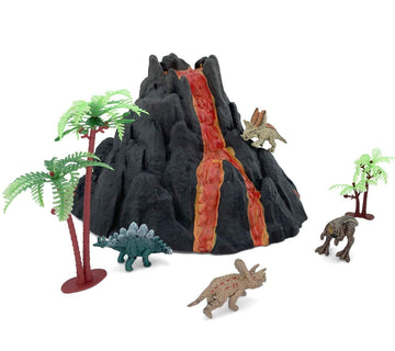 Enjoyin Volcano Dinosaur Playset Including 4 Dinosaurs and 2 Trees Volcano Dinosaur Toys for Kids