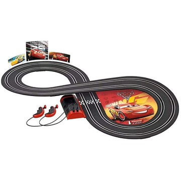 Carrera First Disney/Pixar Cars 3 - Slot Car Race Track - Includes 2 Cars: Lightning McQueen and Dinoco Cruz - Battery-Powered Beginner Racing Set