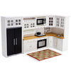iLAND Dollhouse Furniture and Accessories Set Dollhouse Kitchen Modern Kit, Complete Miniature Cabinets Oven Refrigerator with Cookware fit 1/12 Scale
