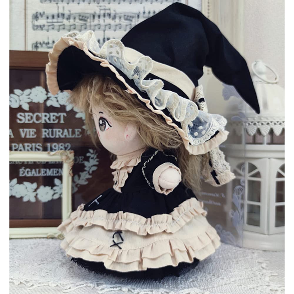 niannyyhouse 20cm Plushie Doll Little Witch Suit Hat Dress Petticoat 8in Kpop Stuffed Doll Clothing