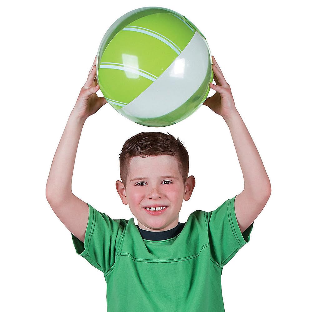Fun Express Wide Striped Beach Balls (Set of 12) Bright Assorted Colors
