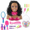 Liberty Imports African American Black Makeup and Hair Styling Doll Head Toy Playset with Real Washable Cosmetic and Fashion Dress Up Accessories