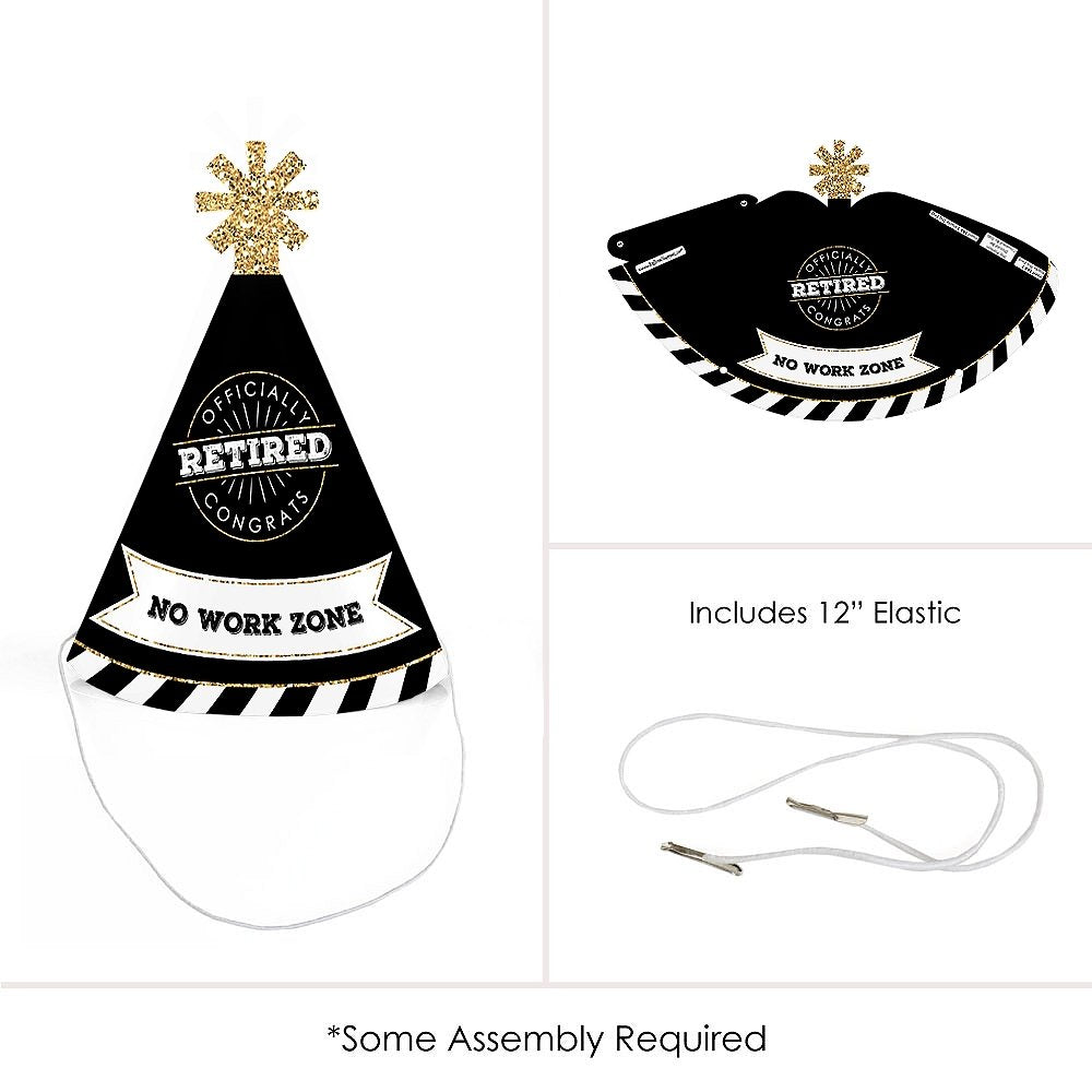 Big Dot of Happiness Happy Retirement - Mini Cone Retirement Party Hats - Small Little Party Hats - Set of 8