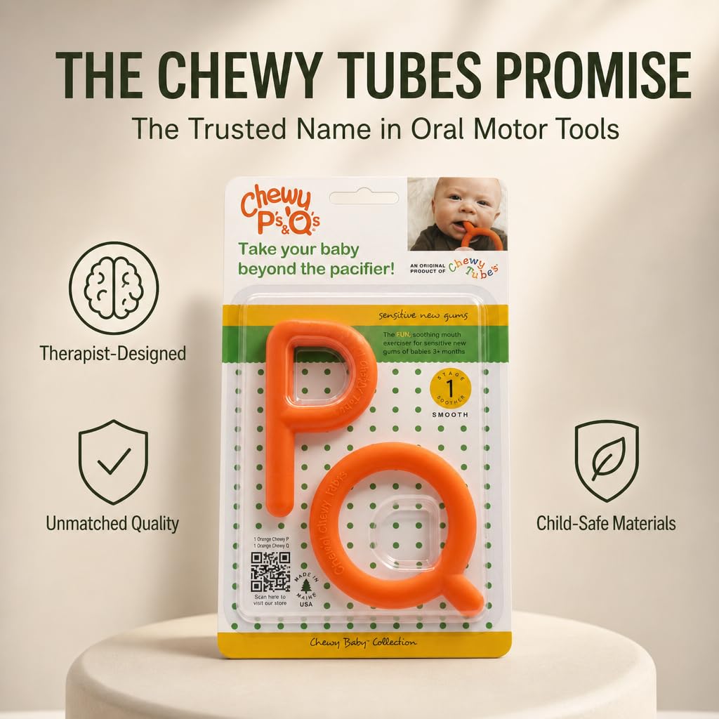 Chewy Tubes P & Q Oral Motor Chew Tool, Latex-Free, Teething & Sensory