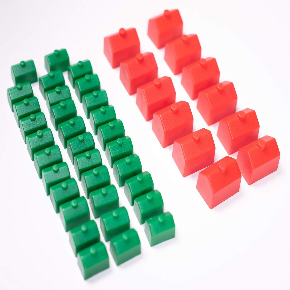 Monopoly Replacement Pieces: Houses & Hotels: Green Houses and Red Hotels