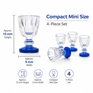 4Pcs Lovely Miniature Wine Glass Set for Dollhouse, 1:6 1:12 Scale, Ideal for Creating Realistic Dining Scenes?Dolls House Blue Stem Wine Glasses