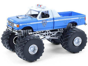 1990 F 350 Monster Truck NYPD (New York Police Department) Blue with White Top Kings of Crunch - Hot Pursuit Special Edition 1/64 Diecast Model Car by