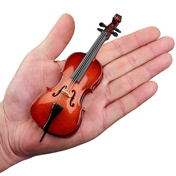 Dselvgvu Wooden Miniature Cello with Stand, Bow and Case Mini Musical Instrument Cello Replica Collectible Figurines Dollhouse Accessories Model Home