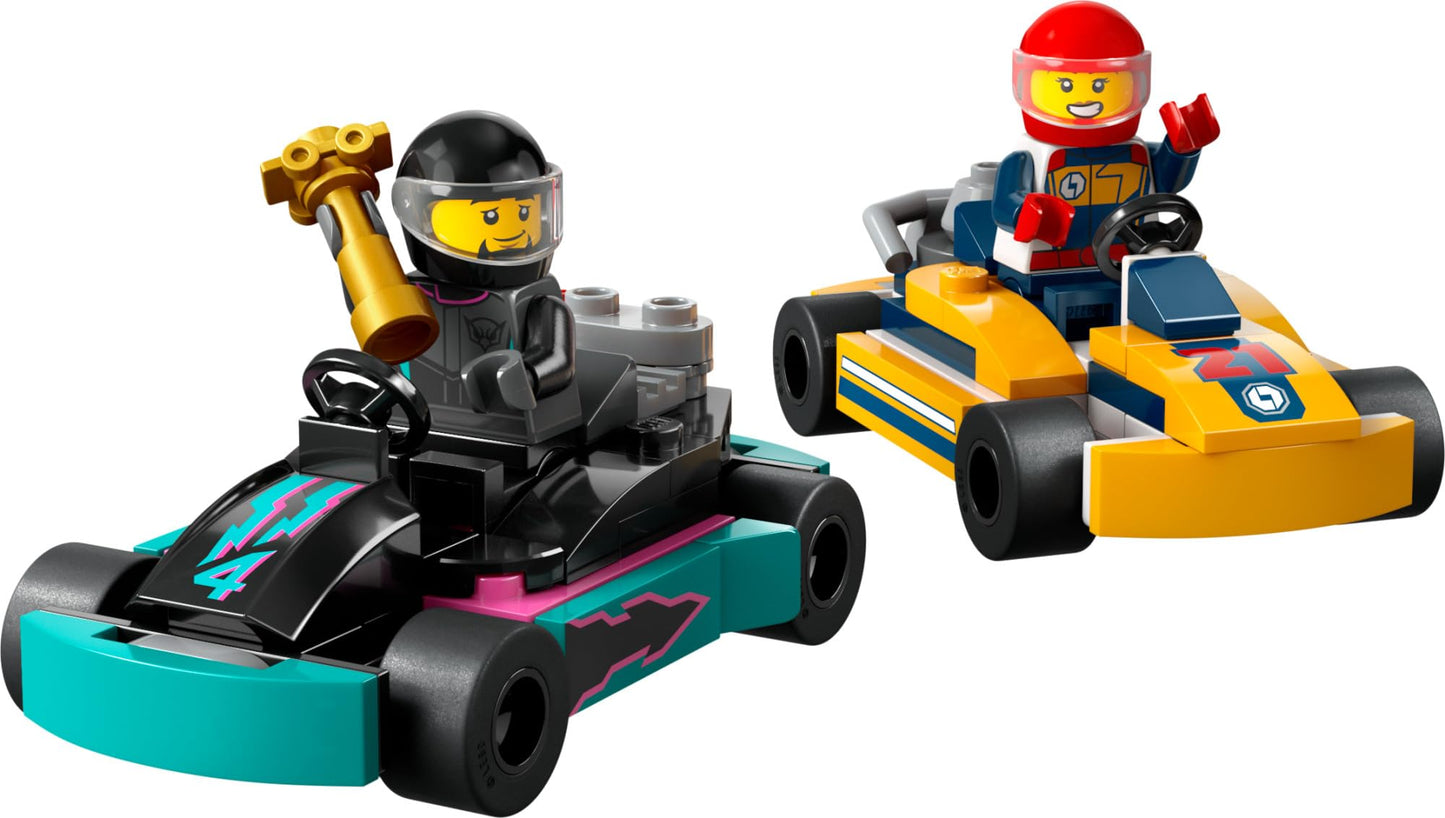 LEGO City Go-Karts and Race Drivers Toy Playset, 2 Driver Minifigures, Racing Vehicle Car Toys, Fun Race Car Toy Gift for Kids Aged 5 and Up, 60400