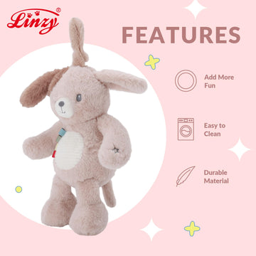 Linzy 10" Light-Up Musical Dog Bedtime Baby Soother - Soft Puppy Plush Stuffed Animal with LED Night Light & Lullaby Music, Birthday Christmas