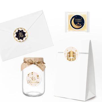 KYMY 180pcs Ramadan Stickers, Ramadan Eid Mubarak Circle Stickers, Islamic Muslim Ramadan Kareem Party Decorations, Round Ramadan Mubarak Sticker