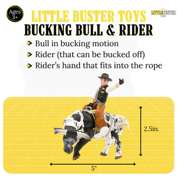 Little Buster Toys Bull Rider - Cowboy on Black and White Bucking Bull 1:16 Scale Rodeo Figurine Collectible Western Farm Display Model for Seasonal