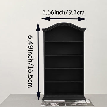 LuckyVin 3D Printed Miniature Bookcase, 4-Tier Empty Dollhouse Bookshelf, Open Display Shelf for Dollhouse DIY (Black)