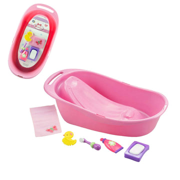 JC Toys Baby Doll Newborn Realistic Bath for Keeps Playtime! | Fits Dolls up to 16" | Includes Bath and Accessories | Ages 2+, Pink
