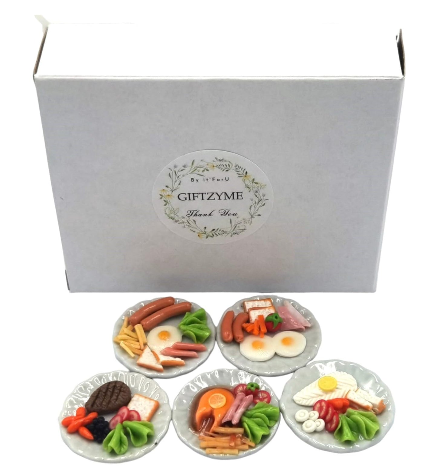Realistic Dollhouse Mini Food Set - 5 pcs Tiny Steak & Fried Egg, Miniature Food Toys for Dollhouse Kitchen, Doll Accessories & Collectibles Scale