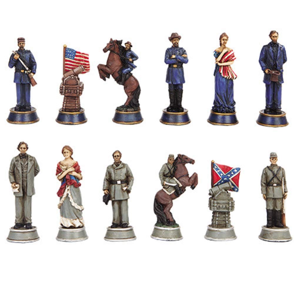 Pacific Giftware Civil War Soldier Themed Chess Set with Glass Board - Historical Collectible, Multicolor