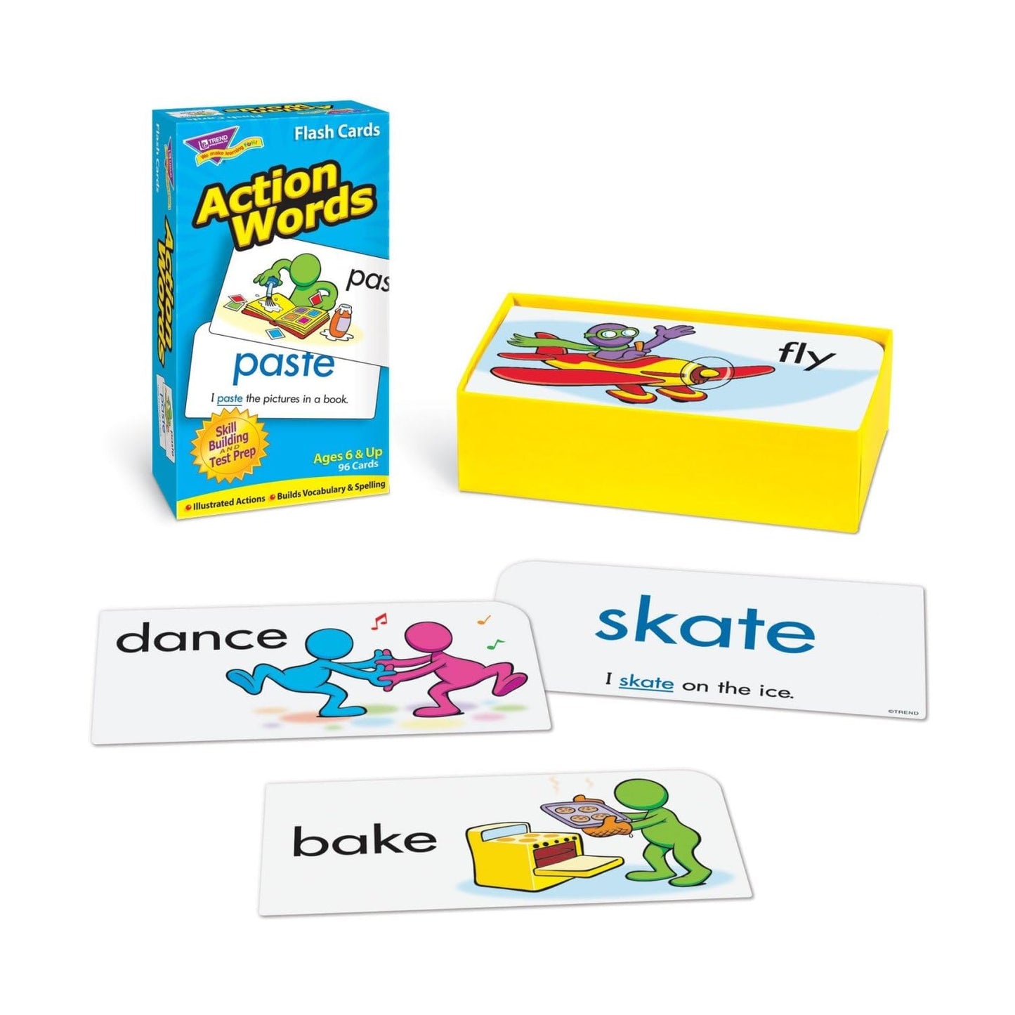 Trend Enterprises: Action Words Skill Drill Flash Cards, Great for Skill Building and Test Prep, Illustrated Actions, Build Vocabulary & Spelling, 96