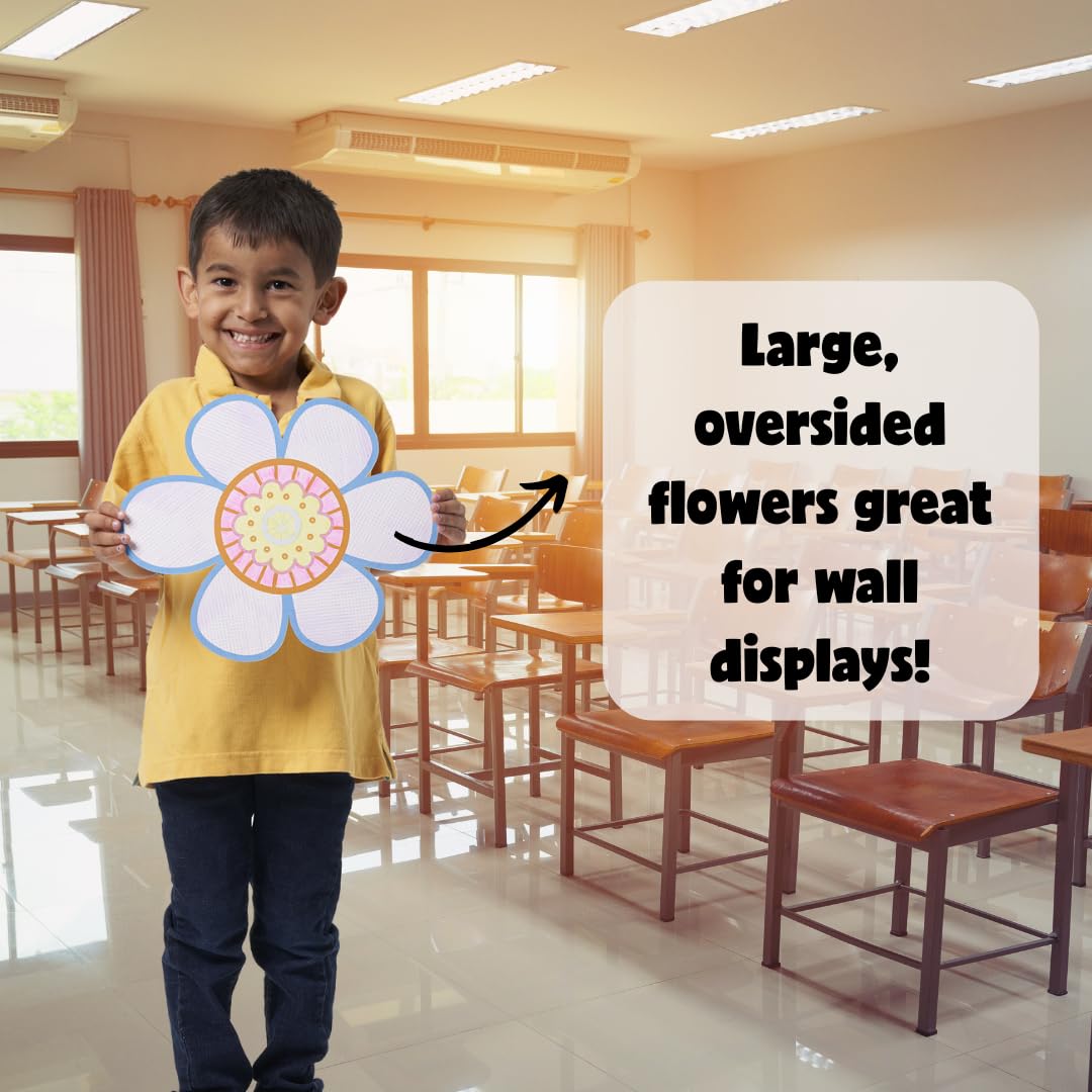 Roylco Affirmation Flowers - Positive Message Flower Craft Kit for Kids | 36 Sets, Ages 4+ | Color, Personalize & Build Confidence | SEL Activity