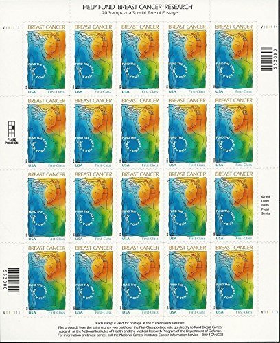 1998 Breast Cancer Research 20 x First Class Mail US Postage Stamps Scott B1
