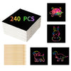wiwbbitl 240 Scratch Paper for Kids with 26 Bamboo Styluses | Mess Free Scratch Paper Kit | Fun Classroom Crafts Activity &Creative Party Gifts (Ages