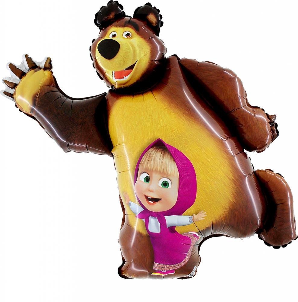 Masha and the Bear Super Shape Figure of Masha Balloon, 35 inch, Brown, Cartoon-Character Balloons, BALLOON, Unisex-Kids, Birthday, Children