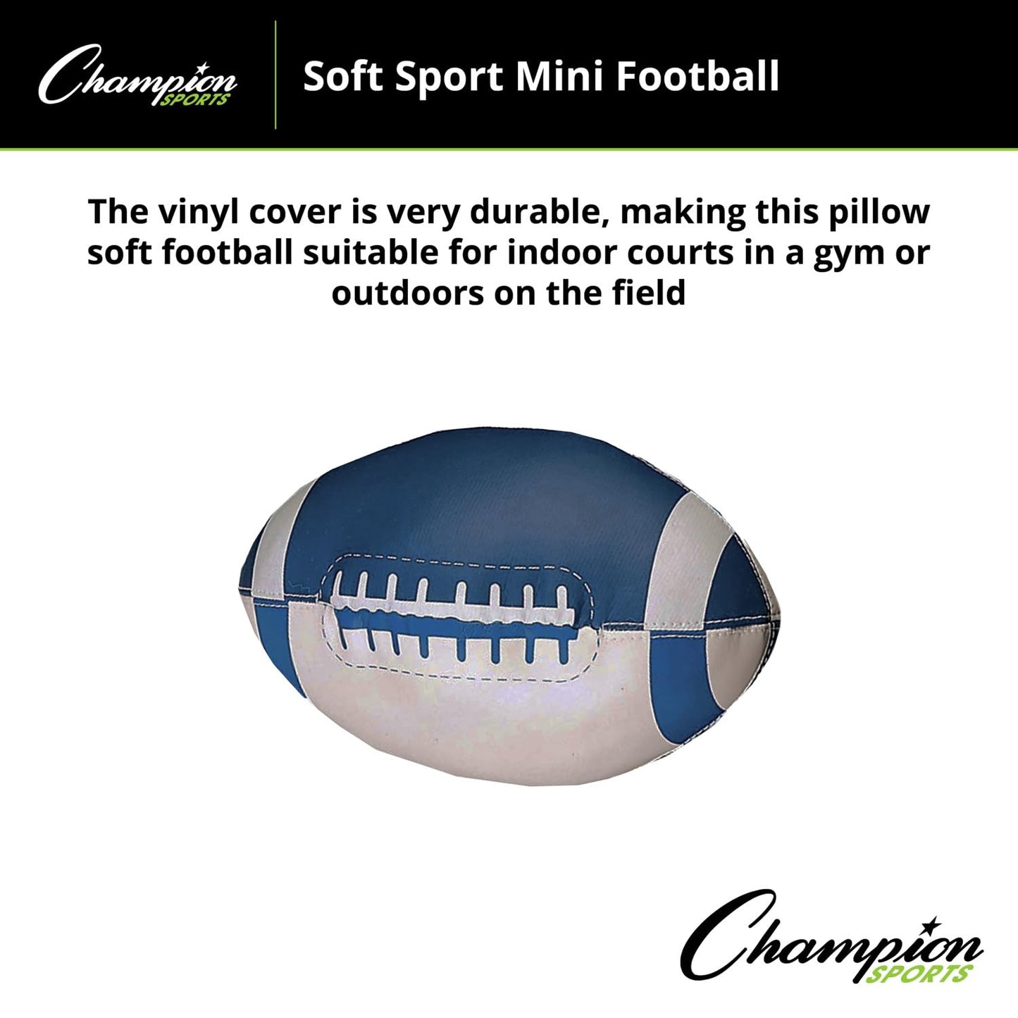 Champion Sports Soft Foam Mini Football, Blue/White, 8"