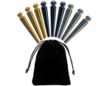 WE Games Premium Easy Grip Metal Cribbage Pegs with Tapered Design - Set of 9, Sleek and Stylish for Cribbage Boards, (3 Gold, 3 Silver, 3 Black) Fits