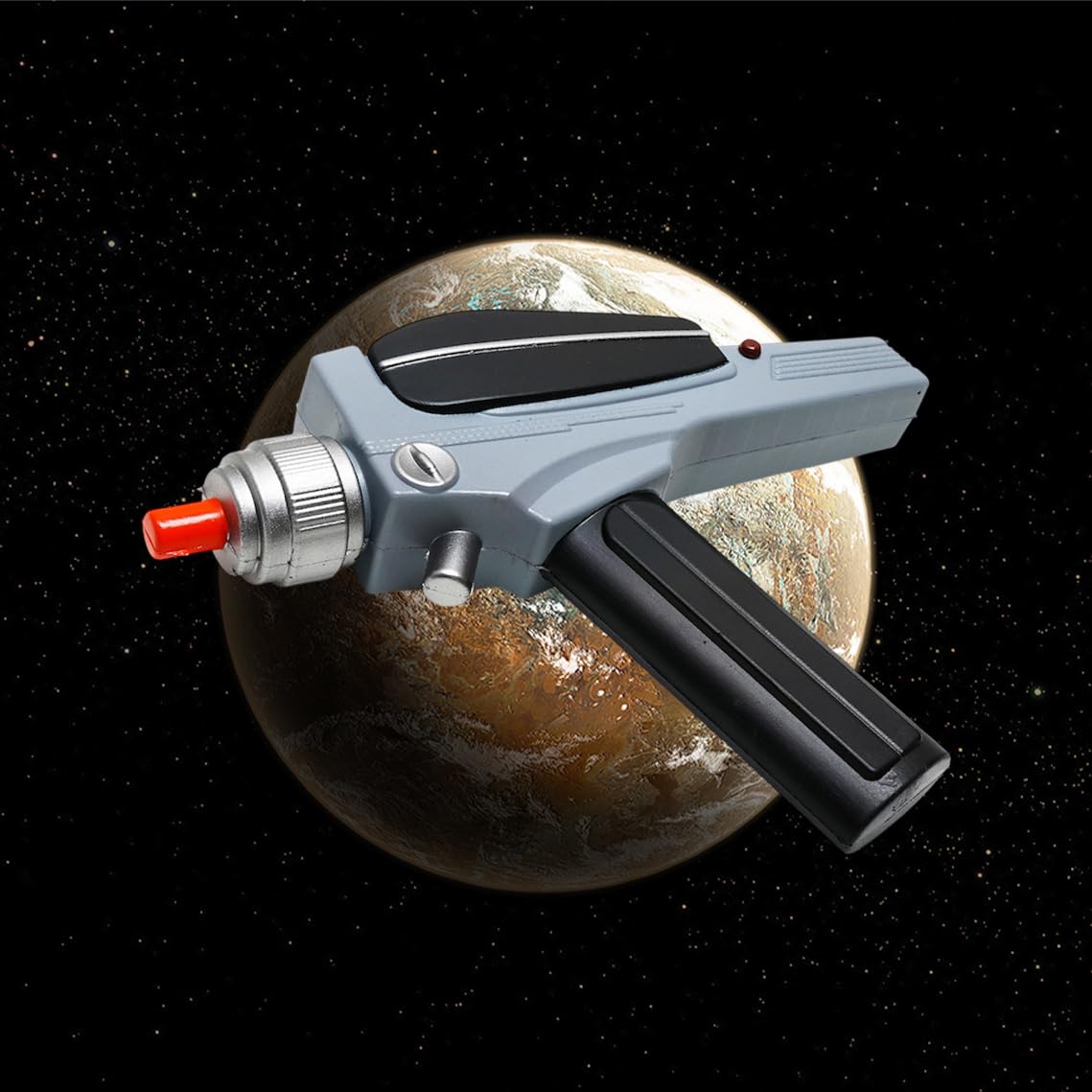 Retro Sci-Fi Style 9.5" Foam Phaser Blaster - PU Prop Gun for Costume, Cosplay, Display & Collectors - Lightweight, Safe & Detailed Design