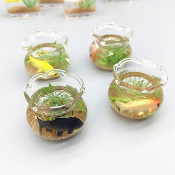 1Pcs Multicolour Mini Round Fish Tank Realistic Glass Decor for Dollhouse Display Captivating Miniature for Crafts Ornaments Handmade