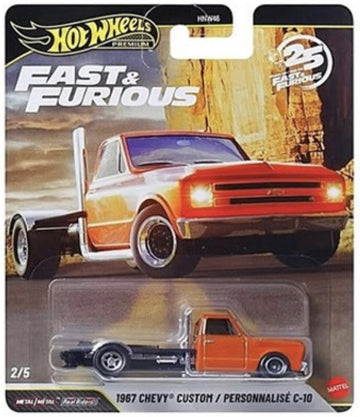 Hot Wheels Premium Fast & Furious 25th Anniversary Die-Cast Cars, Set of 4, Custom Chevy, Chevelle, Honda Del Sol, Lamborgini Aventador,1:64 Scale