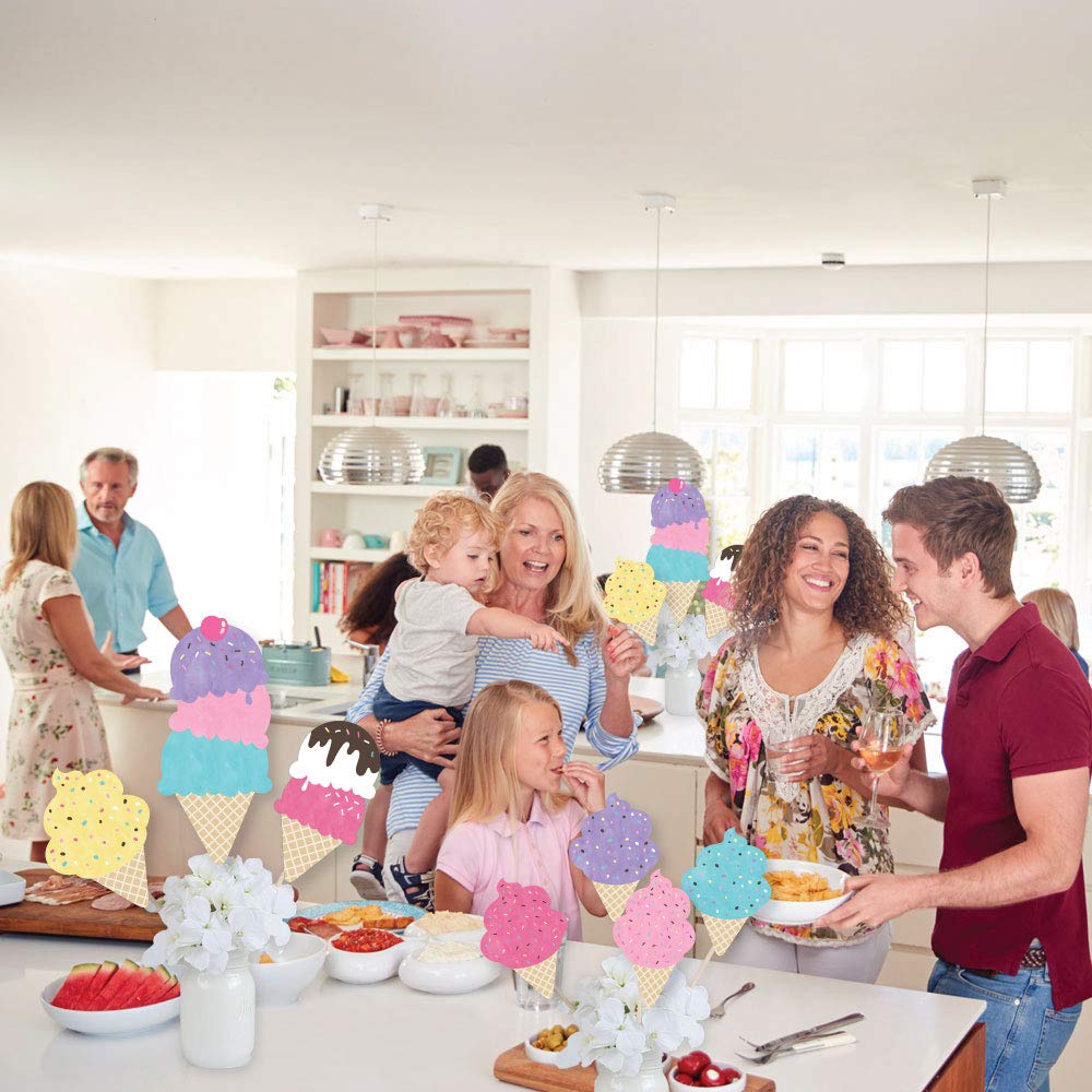 Big Dot of Happiness Scoop Up the Fun - Ice Cream - Sprinkles Party Centerpiece Sticks - Showstopper Table Toppers - 35 Pieces