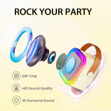 Karaoke Machine for Kids,2026 New Mini Portable Karaoke Toys, Karaoke Speaker with 2 Wireless Microphone & Light for Home Party for Adults