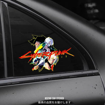 Cyberpunk Vinyl Sticker Cyberpunk car Decal Cyberpunk car Sticker Water Proof Cyberpunk Sticker Reflective for car for Laptop (RED)