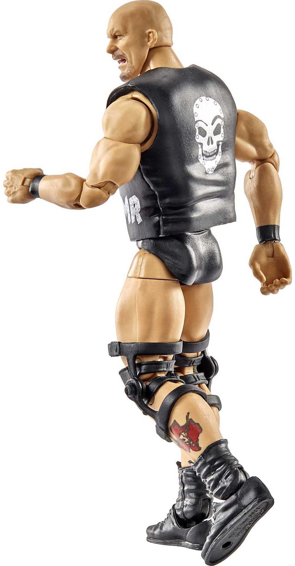 WWE “Stone Cold” Steve Austin Wrestlemania Action Figure with Entrance Gear & Vince McMahon Build-A-Figure Pieces, 6-in Posable Collectible Gift