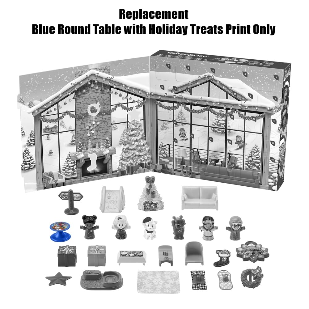 Replacement Part for Fisher-Price Little People Playset - HMK85 ~ Blue Round Table with Holiday Treats Print ~ Inspired by Barbie Doll ~ Works Great