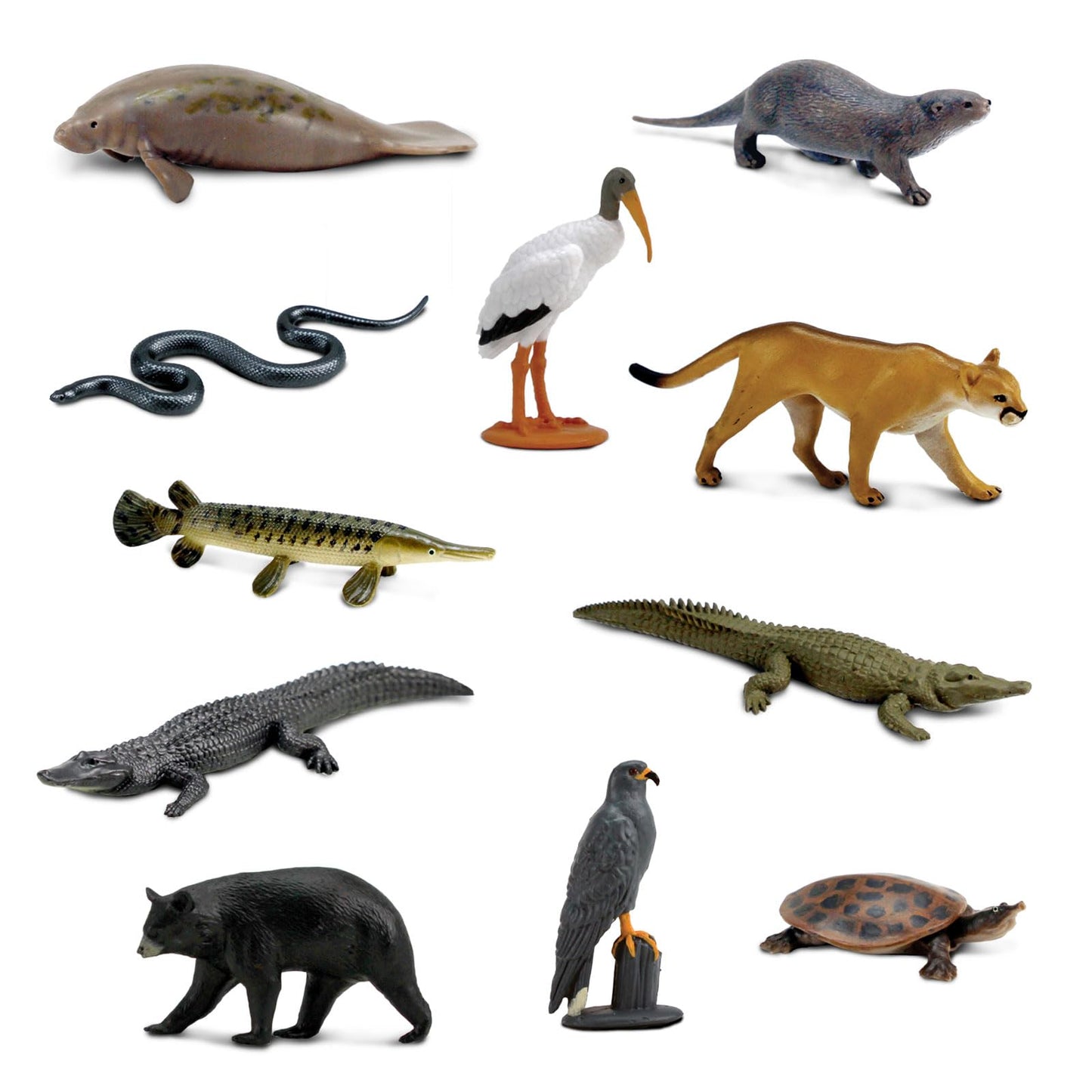 Safari Ltd. Everglades TOOB - 11 Mini Figurines: Manatee, Alligator, Turtle & More - Educational Toy Set for Boys, Girls & Kids Ages 3+