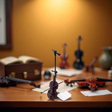 Miniature Violin, Tiny Violin Mini Musical Instrument, Miniature Model Dollhouse, Furniture Crafts Ornament for Dollhouse Fairy Garden Decoration