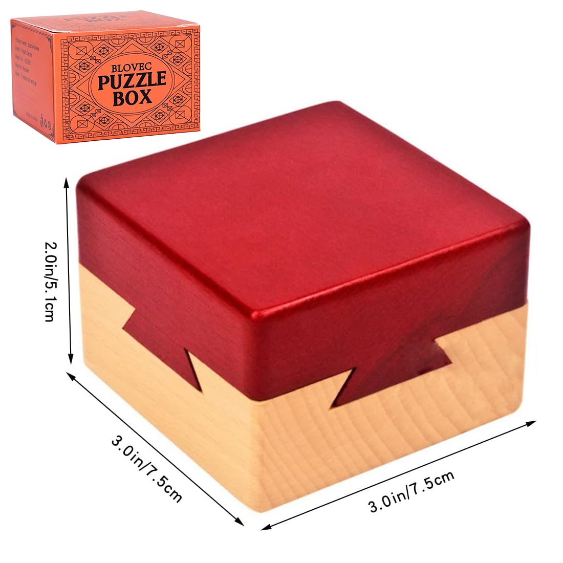 Blovec Impossible Dovetail Box Wooden Puzzle 3D Brain Teaser Magic Drawers Secret Compartment Jewelery Box